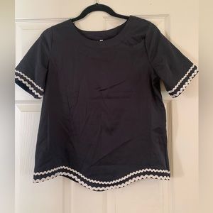 Dark navy with white trim detail blouse